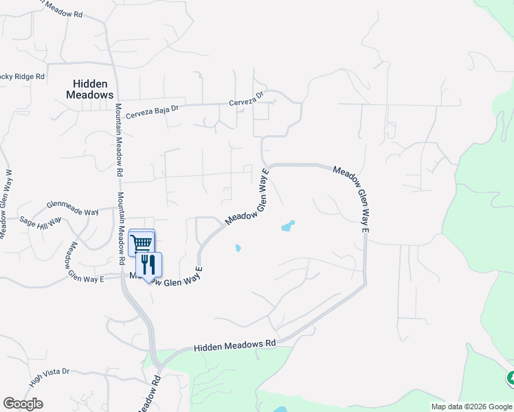 map of restaurants, bars, coffee shops, grocery stores, and more near 10700 Meadow Glen Way East in Escondido
