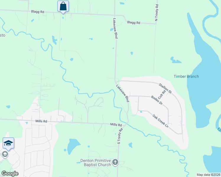 map of restaurants, bars, coffee shops, grocery stores, and more near 609 Lakeview Boulevard in Denton