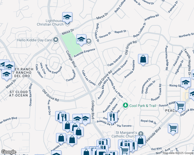 map of restaurants, bars, coffee shops, grocery stores, and more near 1679 Avenida Guillermo in Oceanside