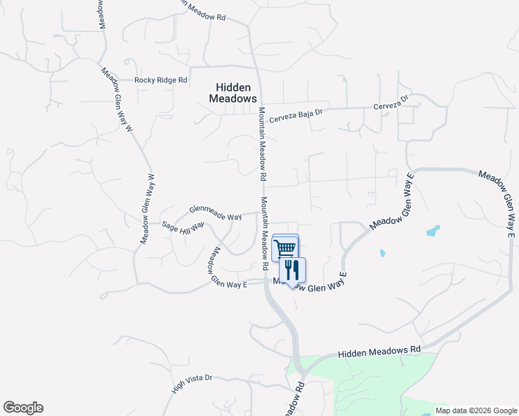 map of restaurants, bars, coffee shops, grocery stores, and more near 28108 Mountain Meadow Road in Escondido