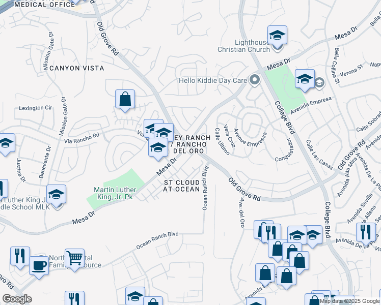 map of restaurants, bars, coffee shops, grocery stores, and more near 4382 Pacifica Way in Oceanside