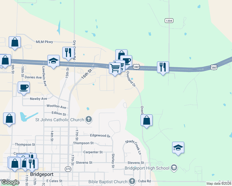 map of restaurants, bars, coffee shops, grocery stores, and more near 302 Grace St in Bridgeport
