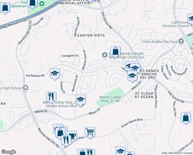 map of restaurants, bars, coffee shops, grocery stores, and more near 401 Lupine Way in Oceanside