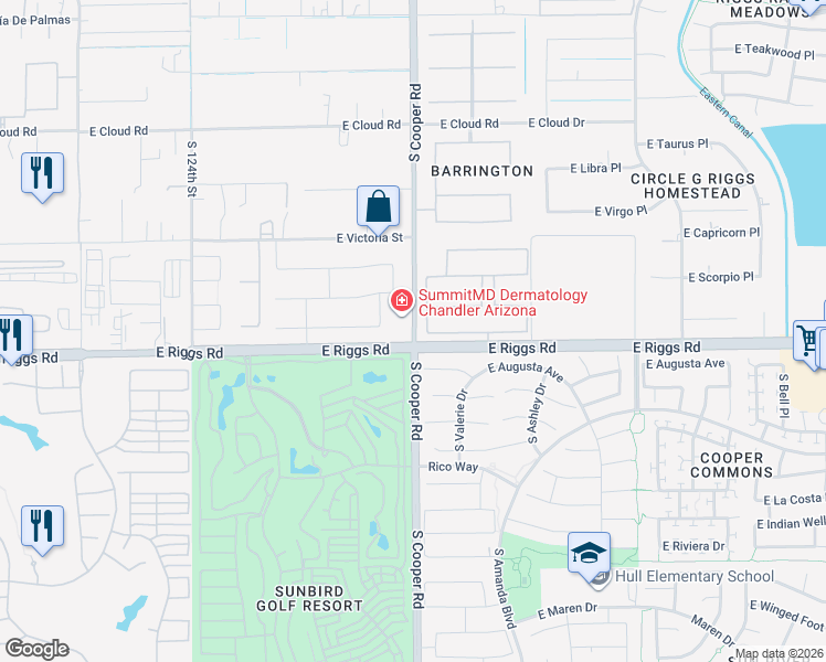 map of restaurants, bars, coffee shops, grocery stores, and more near 1976 East Augusta Avenue in Chandler