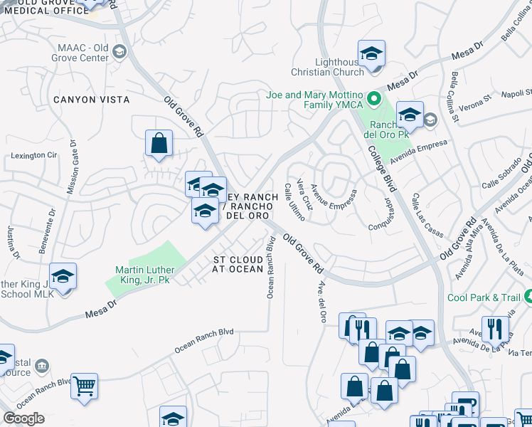 map of restaurants, bars, coffee shops, grocery stores, and more near 508 Dakota Way in Oceanside
