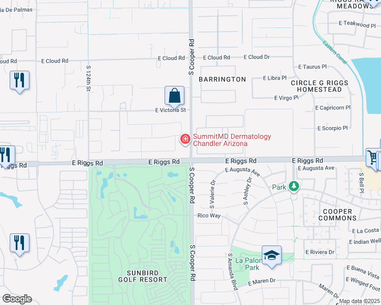 map of restaurants, bars, coffee shops, grocery stores, and more near 1976 East Augusta Avenue in Chandler