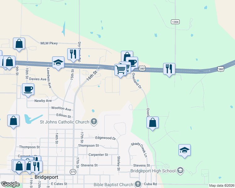 map of restaurants, bars, coffee shops, grocery stores, and more near 302 Grace Street in Bridgeport