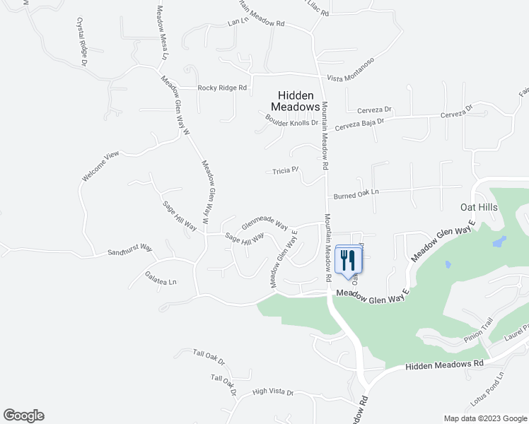 map of restaurants, bars, coffee shops, grocery stores, and more near 28310 Glenmeade Way in Escondido