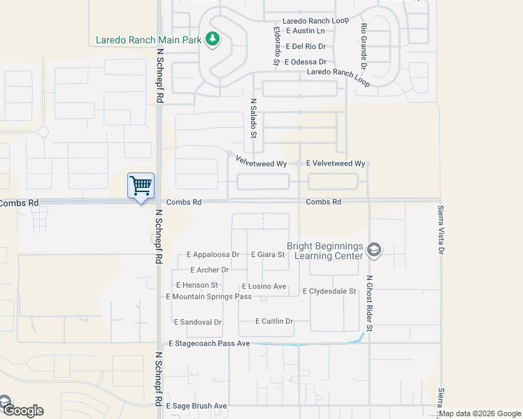 map of restaurants, bars, coffee shops, grocery stores, and more near 4088 East Sidesaddle Road in San Tan Valley