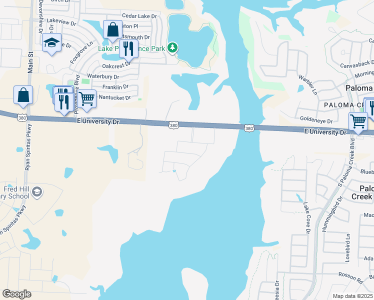 map of restaurants, bars, coffee shops, grocery stores, and more near 26671 U.S. 380 in Aubrey