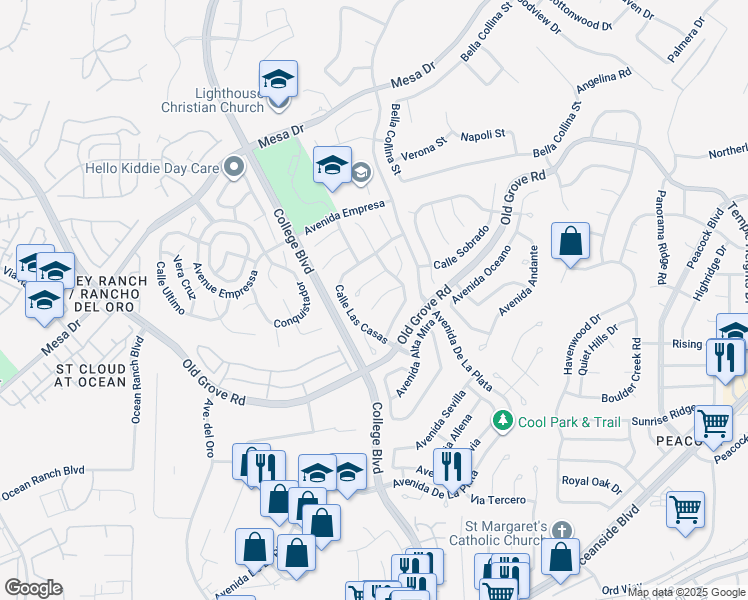 map of restaurants, bars, coffee shops, grocery stores, and more near 1838 Corte Pulsera in Oceanside