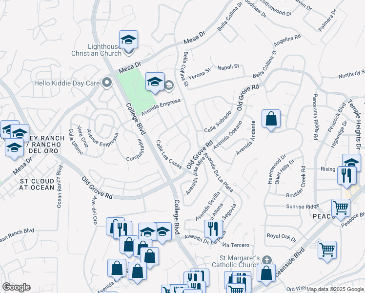 map of restaurants, bars, coffee shops, grocery stores, and more near 1853 Corte Pulsera in Oceanside