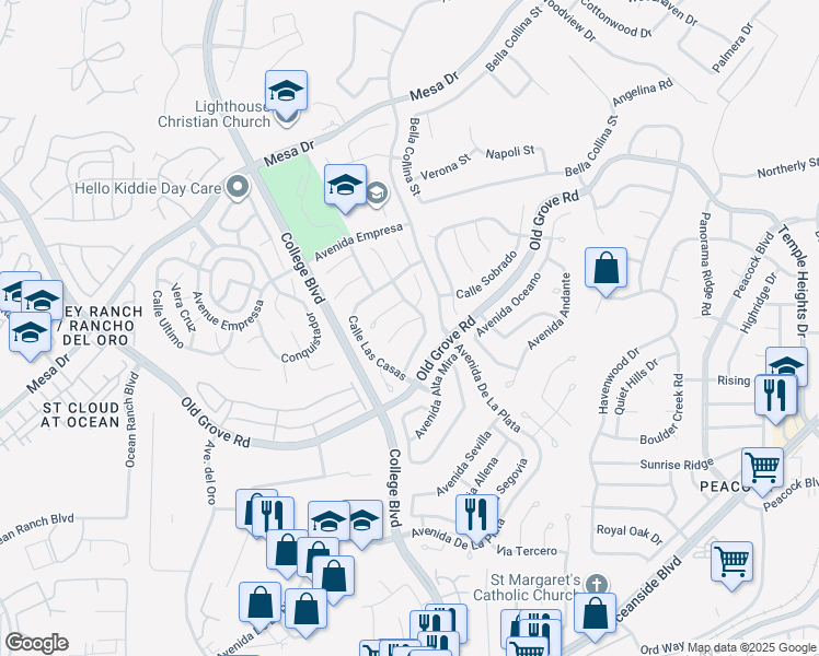 map of restaurants, bars, coffee shops, grocery stores, and more near 1853 Corte Pulsera in Oceanside