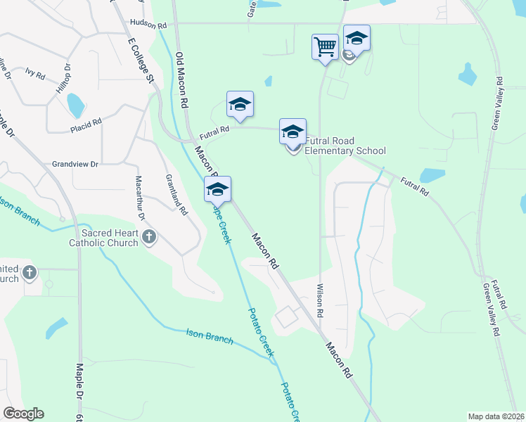 map of restaurants, bars, coffee shops, grocery stores, and more near 1471 Macon Road in Griffin