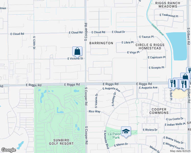 map of restaurants, bars, coffee shops, grocery stores, and more near 2064 East Gemini Place in Chandler