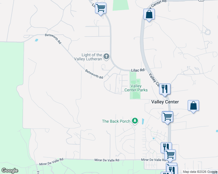 map of restaurants, bars, coffee shops, grocery stores, and more near 13318 Cultivate Court in Valley Center