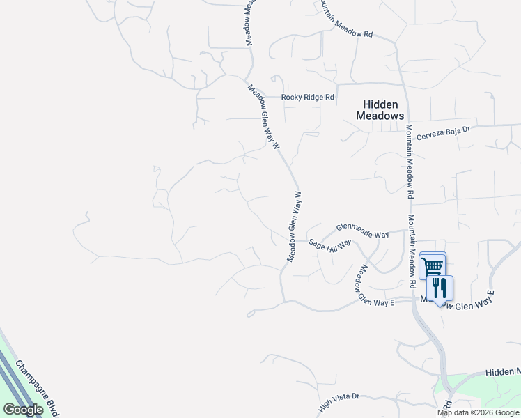 map of restaurants, bars, coffee shops, grocery stores, and more near 28521 Gladstone Court in Escondido