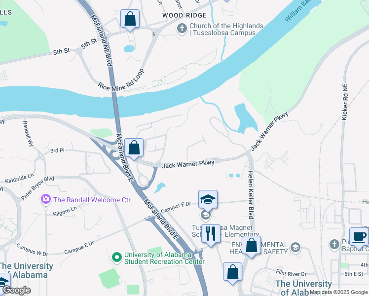 map of restaurants, bars, coffee shops, grocery stores, and more near 400 8th Avenue Northeast in Tuscaloosa