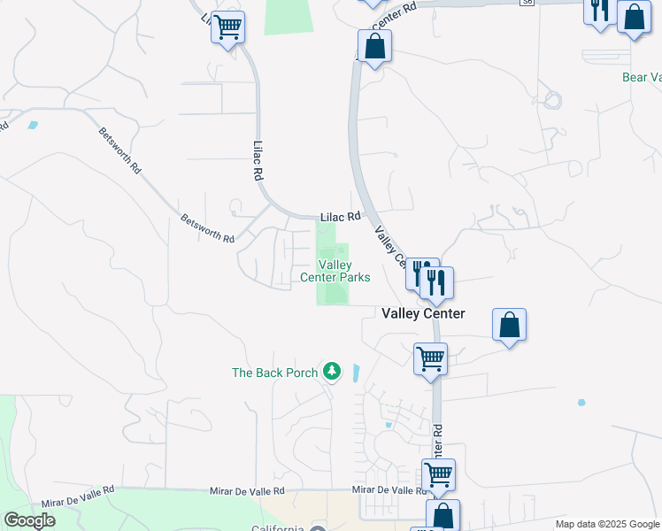 map of restaurants, bars, coffee shops, grocery stores, and more near 28246 Lilac Road in Valley Center