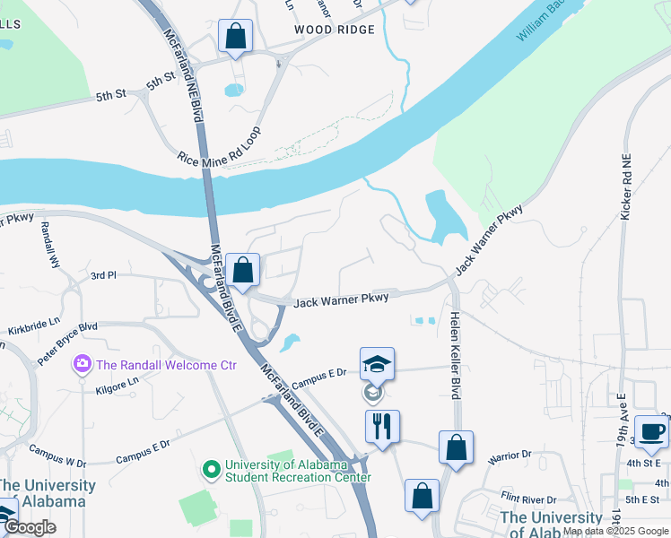 map of restaurants, bars, coffee shops, grocery stores, and more near 400 8th Avenue Northeast in Tuscaloosa