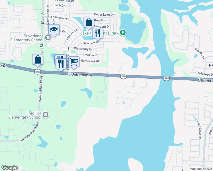 map of restaurants, bars, coffee shops, grocery stores, and more near 26632 U.S. 380 in Aubrey
