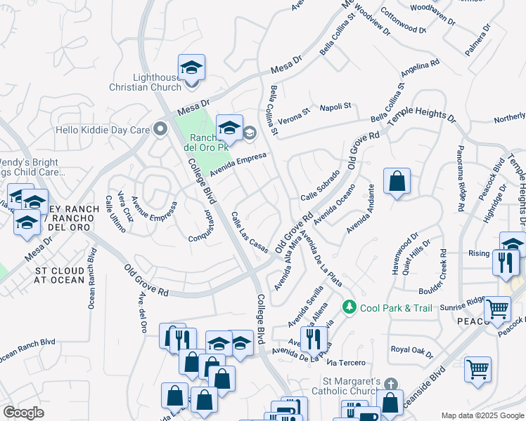 map of restaurants, bars, coffee shops, grocery stores, and more near 1851 Corte Amarillo in Oceanside