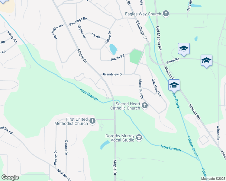 map of restaurants, bars, coffee shops, grocery stores, and more near 1317 Buttermilk Lane in Griffin