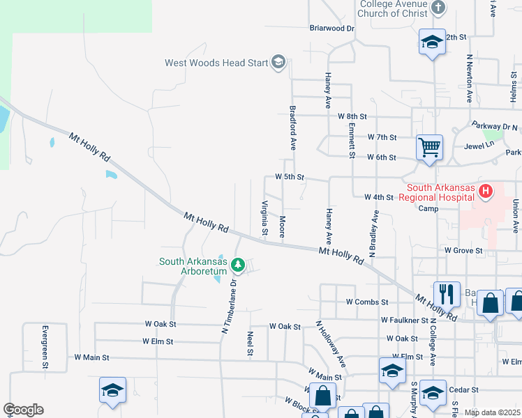 map of restaurants, bars, coffee shops, grocery stores, and more near 902 Virginia Street in El Dorado