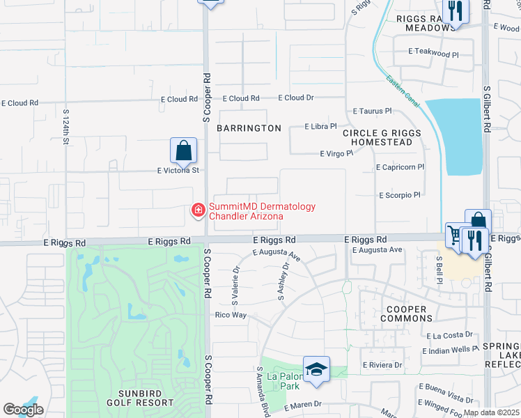 map of restaurants, bars, coffee shops, grocery stores, and more near 2154 East Gemini Place in Chandler