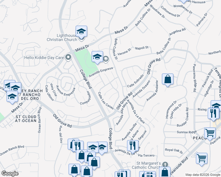 map of restaurants, bars, coffee shops, grocery stores, and more near 1856 Corte Amarillo in Oceanside