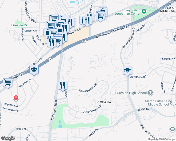 map of restaurants, bars, coffee shops, grocery stores, and more near in Oceanside