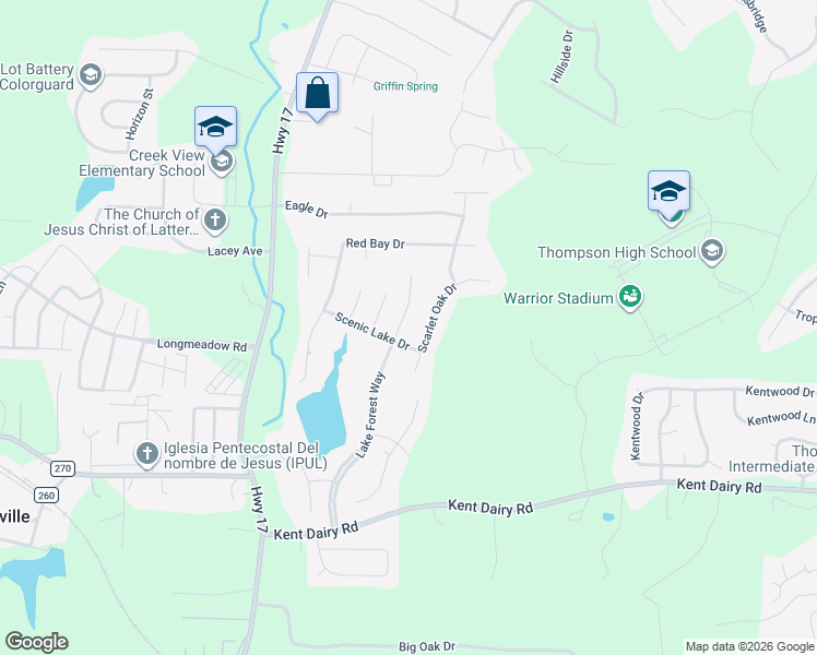map of restaurants, bars, coffee shops, grocery stores, and more near 200 Lake Forest Way in Alabaster