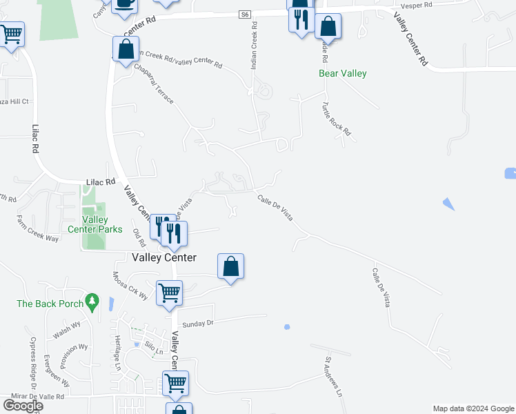 map of restaurants, bars, coffee shops, grocery stores, and more near 14015 Calle De Vista in Valley Center