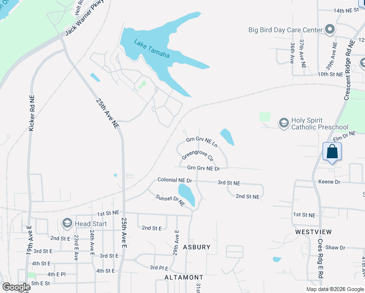 map of restaurants, bars, coffee shops, grocery stores, and more near 2909 Green Grove Lane Northeast in Tuscaloosa