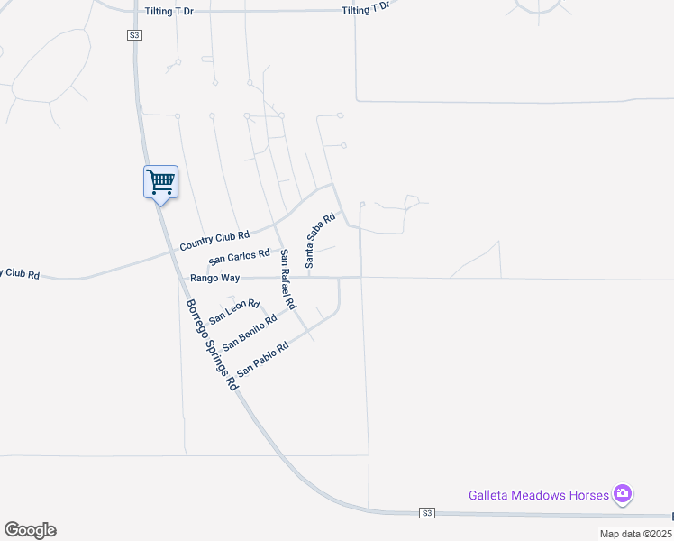 map of restaurants, bars, coffee shops, grocery stores, and more near 864 Rango Way in Borrego Springs