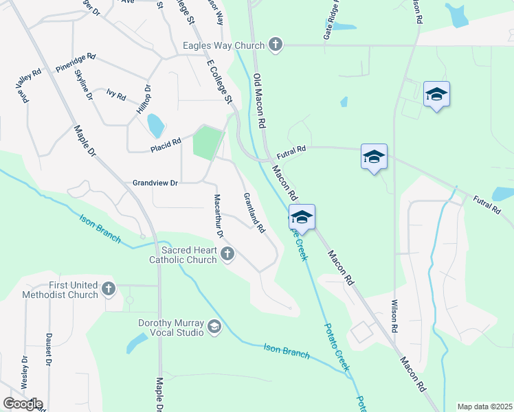 map of restaurants, bars, coffee shops, grocery stores, and more near 1316 Grantland Road in Griffin