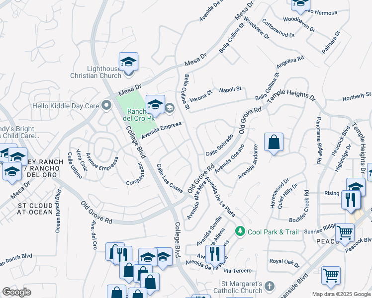 map of restaurants, bars, coffee shops, grocery stores, and more near 1902 Corte Torero in Oceanside