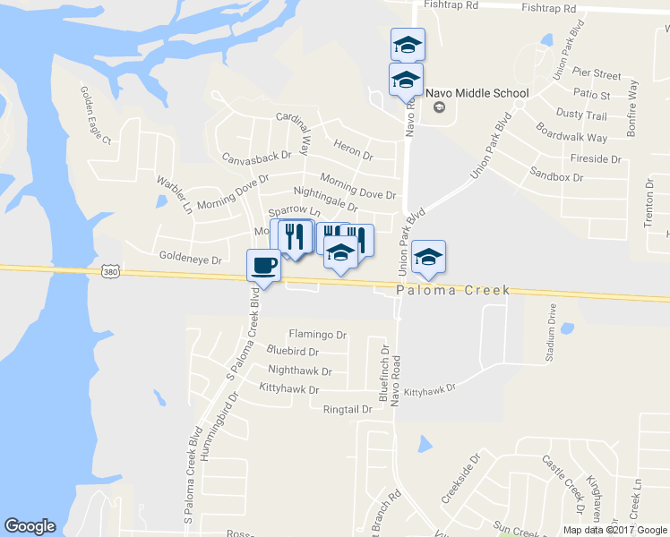 map of restaurants, bars, coffee shops, grocery stores, and more near 26741 U.S. 380 in Aubrey