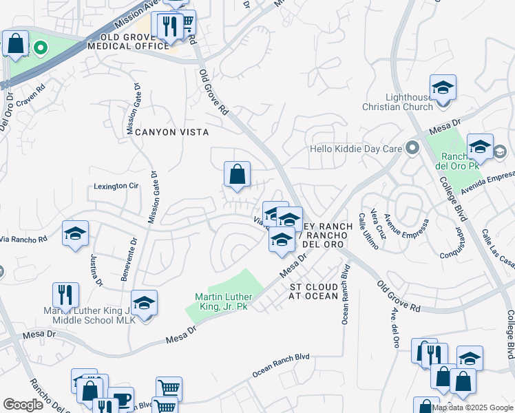 map of restaurants, bars, coffee shops, grocery stores, and more near 190 Belflora Way in Oceanside