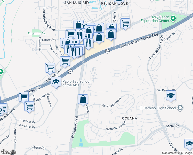 map of restaurants, bars, coffee shops, grocery stores, and more near 342 Summer Breeze Way in Oceanside