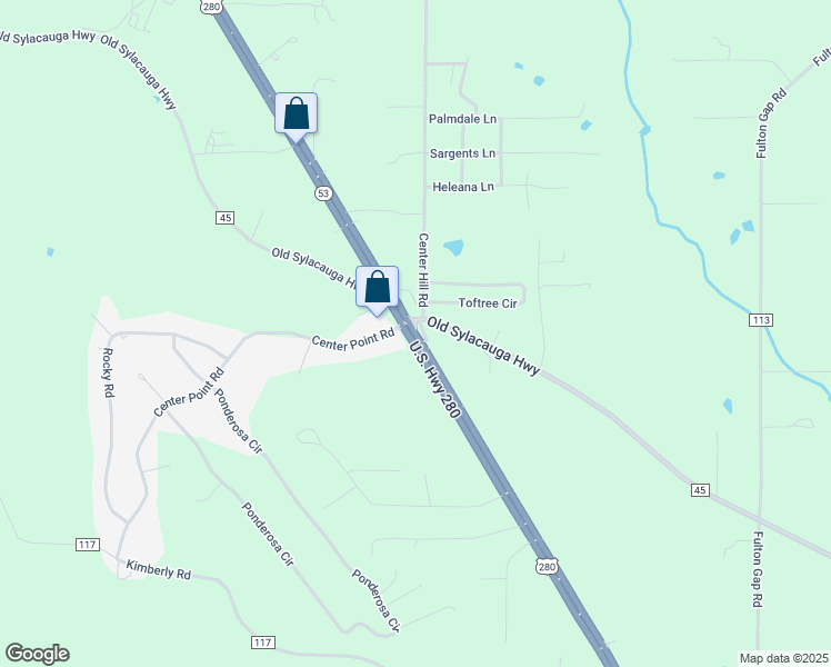 map of restaurants, bars, coffee shops, grocery stores, and more near 46639 U.S. 280 in Sylacauga