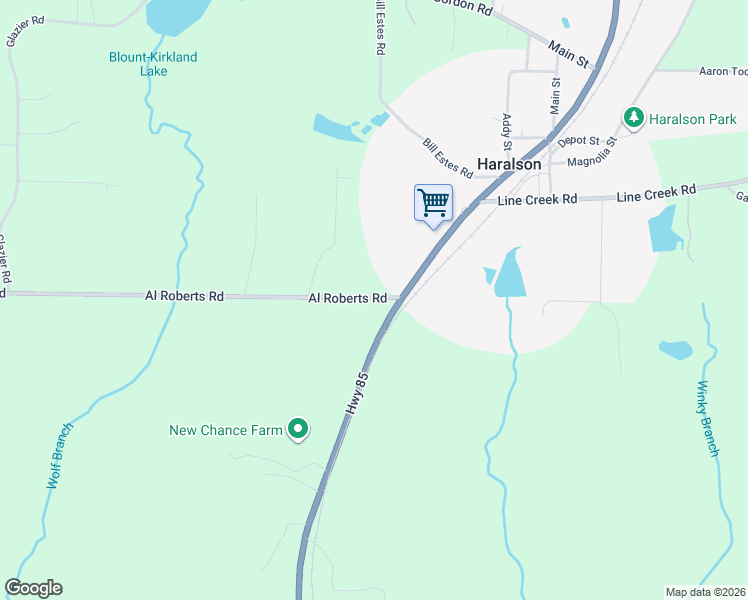 map of restaurants, bars, coffee shops, grocery stores, and more near 60 Al Roberts Road in Senoia