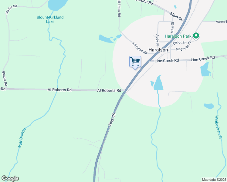 map of restaurants, bars, coffee shops, grocery stores, and more near 60 Al Roberts Road in Senoia