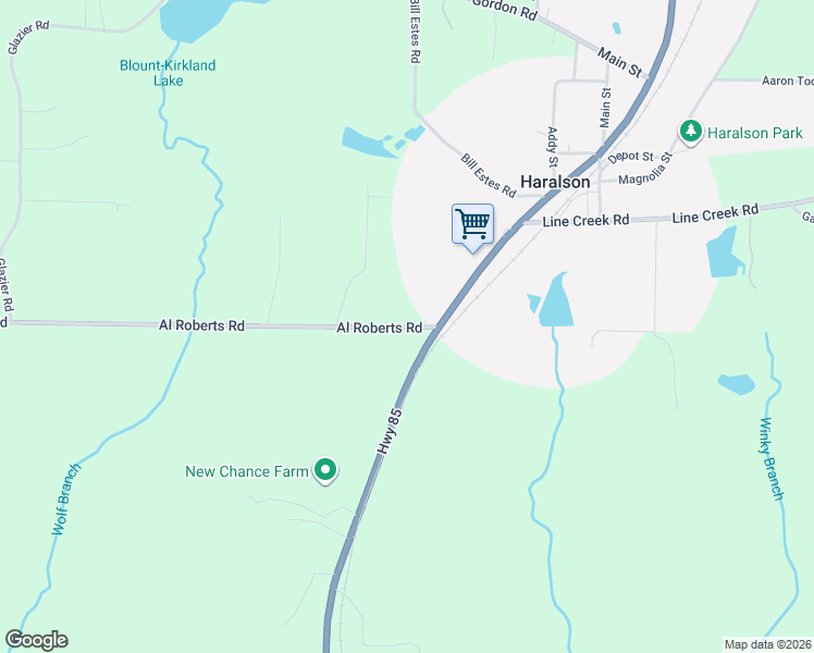 map of restaurants, bars, coffee shops, grocery stores, and more near 60 Al Roberts Road in Senoia