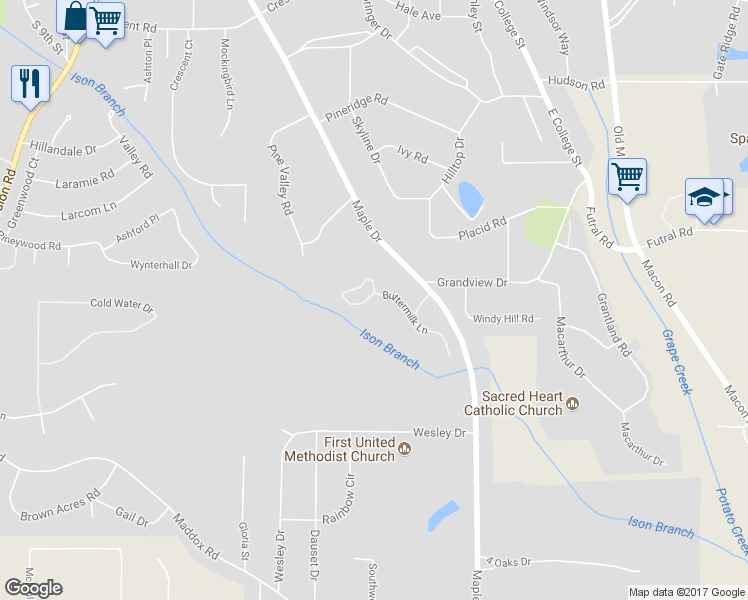 map of restaurants, bars, coffee shops, grocery stores, and more near 1232 Buttermilk Lane in Griffin