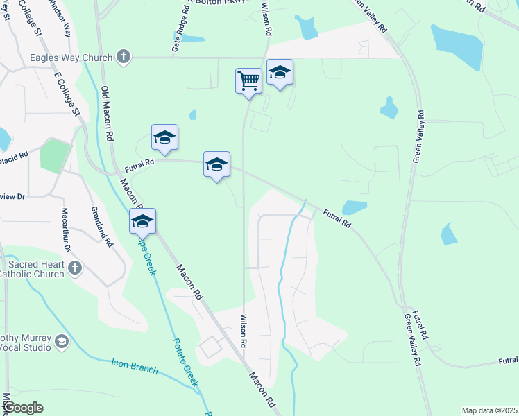 map of restaurants, bars, coffee shops, grocery stores, and more near 115 Autumn Ridge Drive in Griffin