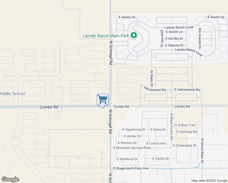 map of restaurants, bars, coffee shops, grocery stores, and more near 3472 West Combs Road in Queen Creek