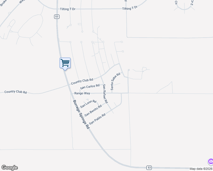 map of restaurants, bars, coffee shops, grocery stores, and more near 3481 San Rafael Road in Borrego Springs