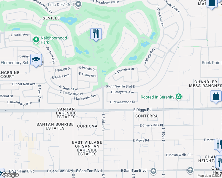 map of restaurants, bars, coffee shops, grocery stores, and more near 4058 Lafayette Avenue in Gilbert