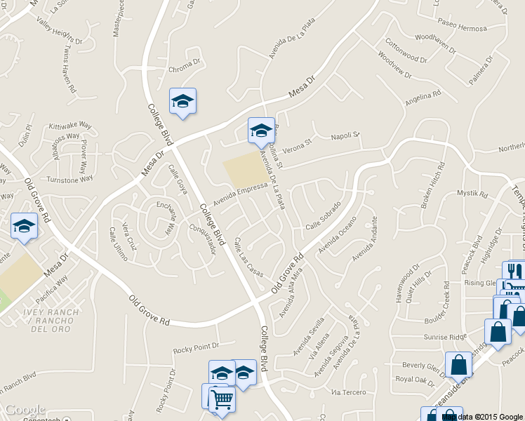map of restaurants, bars, coffee shops, grocery stores, and more near 1589 Via Botero in Oceanside